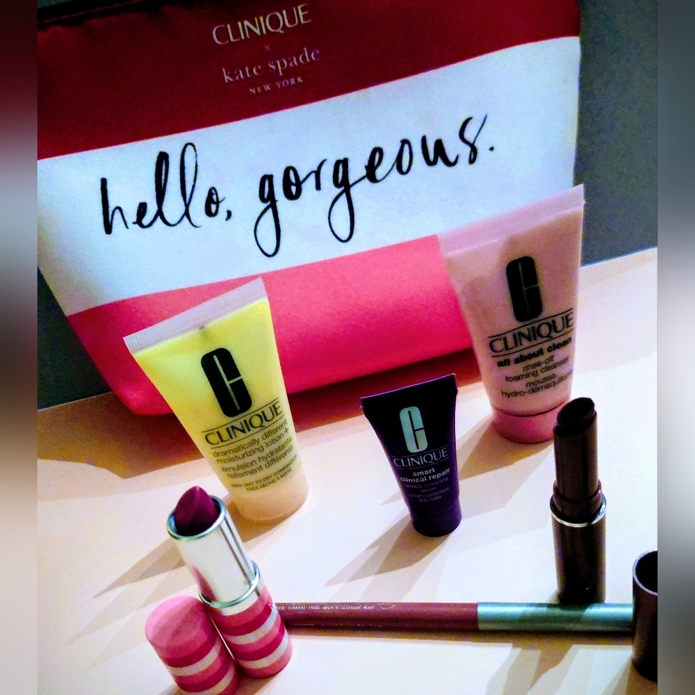 Clinique 7 Pc Kate Spade New York  Makeup Cosmetics Care Bundle Bag